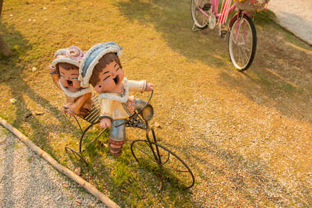 Happy face dolls for garden decoration.の写真素材