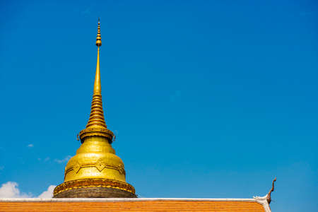 Golden pagoda in the temple Lampang ,Thailandの写真素材