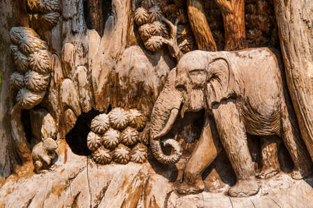 Hand Carved Elephant Wood Craft ,Thailand.