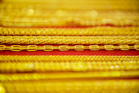 collection of golden necklace.の写真素材