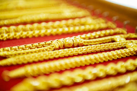 collection of golden bracelet.の写真素材