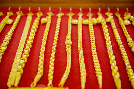 collection of golden bracelet.の写真素材