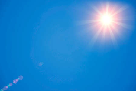 blue sky with sunbeam background.の写真素材