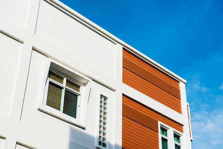 Modern commercial buildings with blue sky.の写真素材
