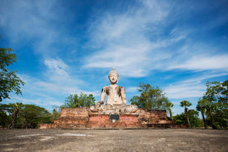 Ancient Buddha statue at Sukhothai historical park, Thailand.の写真素材