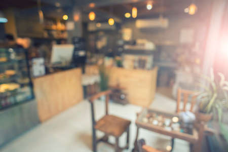 Blur background of coffee shop with bokeh.の写真素材