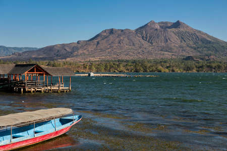 Batur Lake and Batur volcano background Bali ,Indonesia.の写真素材
