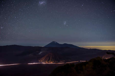 Bromo mountain in night time Java, Indonesia.の写真素材
