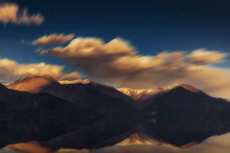 Long exposure and reflect of Pangong Lake Leh Ladakh ,India.