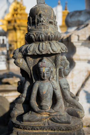 Stone buddha statue in Swayambhunath temple ,Kathmandu, Nepal.の写真素材