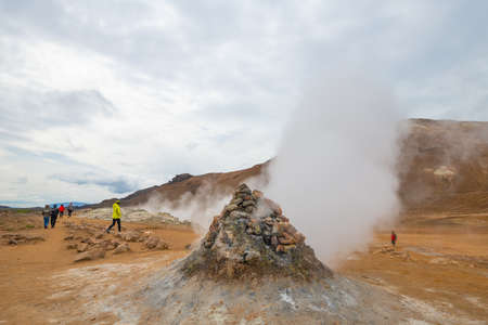 Namafjall geothermal area in North of Iceland.の写真素材