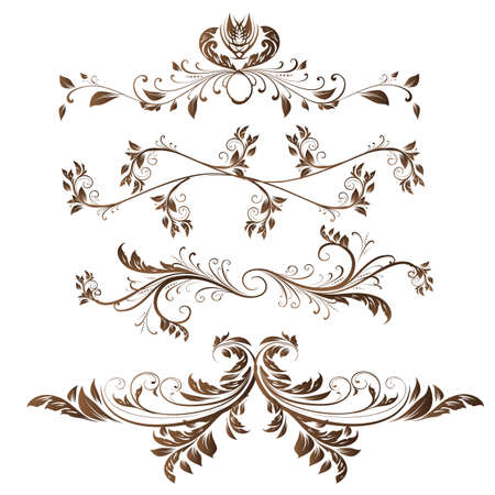 Vector set. Calligraphic design elements and page decoration for retro design.のイラスト素材