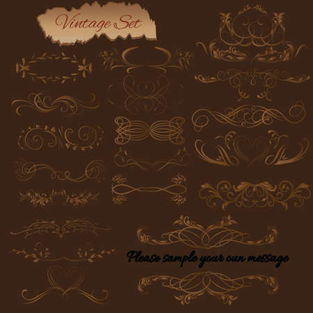 Vector set. Calligraphic design elements and page decoration for retro design.のイラスト素材