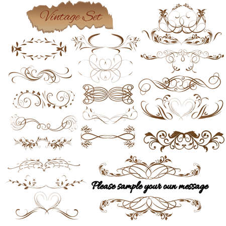 Vector set. Calligraphic design elements and page decoration for retro design.のイラスト素材