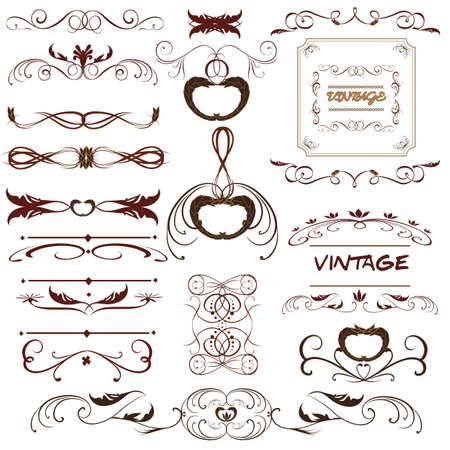 Vector set. Calligraphic design elements and page decoration for retro design.のイラスト素材