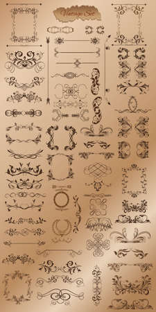 set of calligraphic elements for design. の写真素材