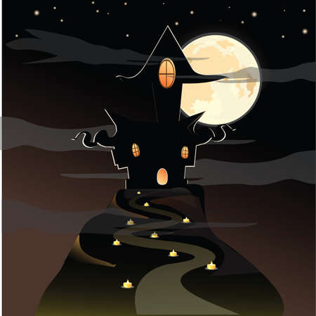 Scary house - Halloween background のイラスト素材