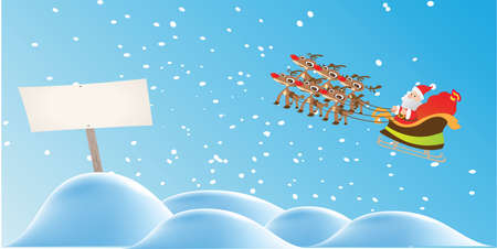 Santa and reindeer on snowのイラスト素材