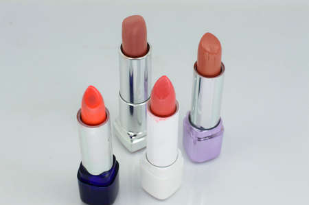 Beautiful lipsticks, isolated on whiteの写真素材