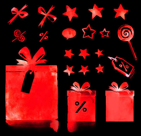 Black Friday sale watercolor set redの写真素材