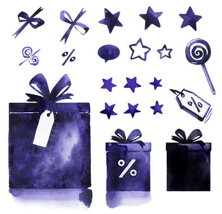 Black Friday sale watercolor set purpleの写真素材