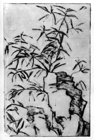 Traditional painting Chinese bamboo engraving illustrationの写真素材