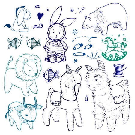 Handmade toy line sketch setの写真素材