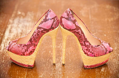 Women shoes pink high heelsの写真素材