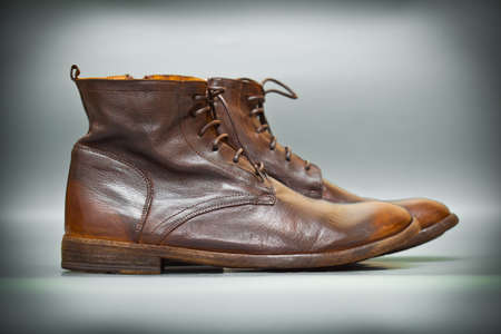 old-school leather shoes brown. fashion trend, Italian handmade shoes. Vintage style