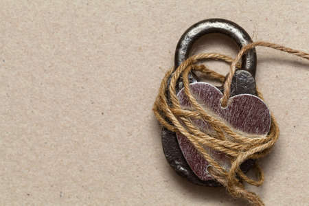 Heart on the lock. Empty space for text or design. Preparation for Valentine's Day, weddings and other romantic eventsの写真素材