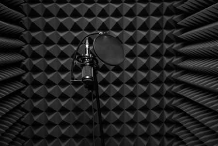 Microphone in the sound machine. The room for recording sound. Recording Studioの写真素材