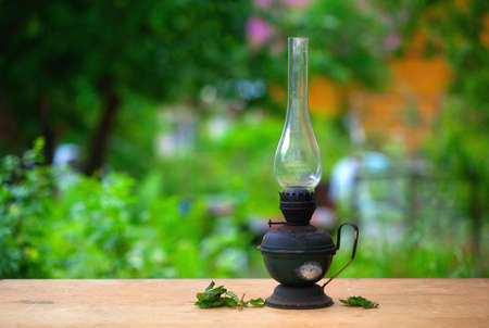 Vintage kerosene lamp, rustic still life, retro objectの写真素材