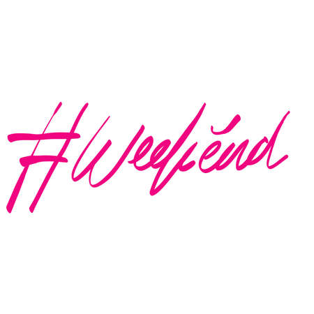 handdrawn Hashtag weekend phrase. Modern vector brush calligraphy doodleのイラスト素材