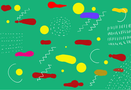 abstract geometric doodle background with retro handdrawn cartoon styleのイラスト素材