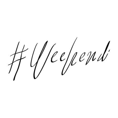 handdrawn Hashtag weekend phrase. Modern vector brush calligraphy doodleのイラスト素材