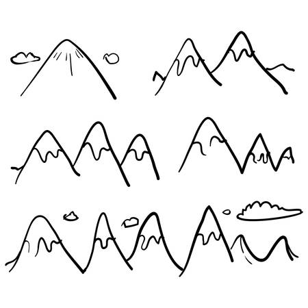 doodle mountain icon hand drawn styleのイラスト素材