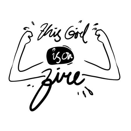 This girl is on fire. Handdrawn illustration doodleのイラスト素材