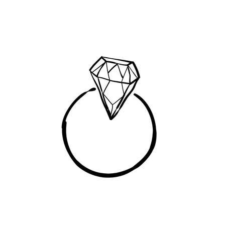 handdrawn doodle diamond ring illustration cartoon styleのイラスト素材