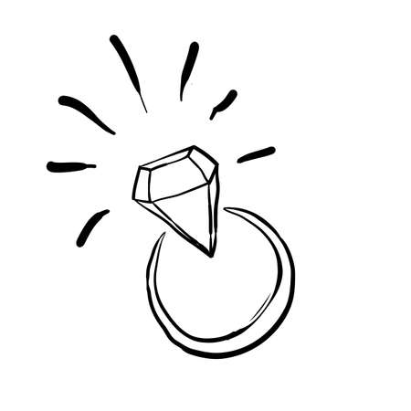handdrawn doodle diamond ring illustration cartoon styleのイラスト素材