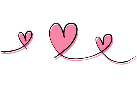 linked love with thin line handdrawn doodle style illustrationのイラスト素材