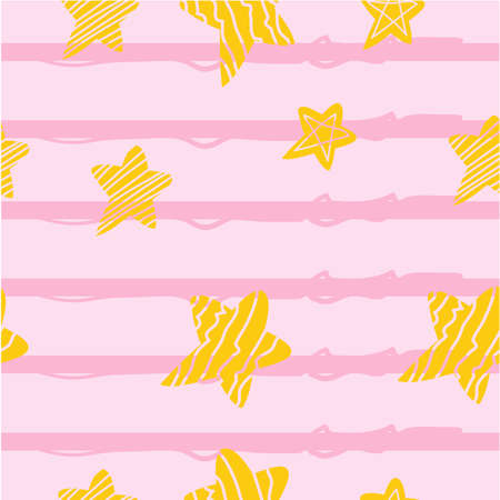Gold stars seamless pattern on stripe pastel backgroundのイラスト素材