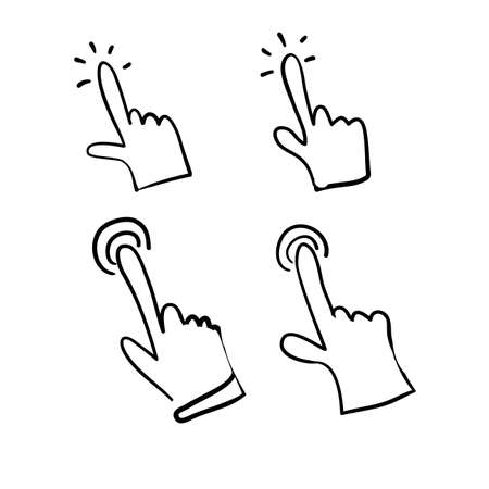 hand drawn hand pointer click icon doodle illustrationのイラスト素材