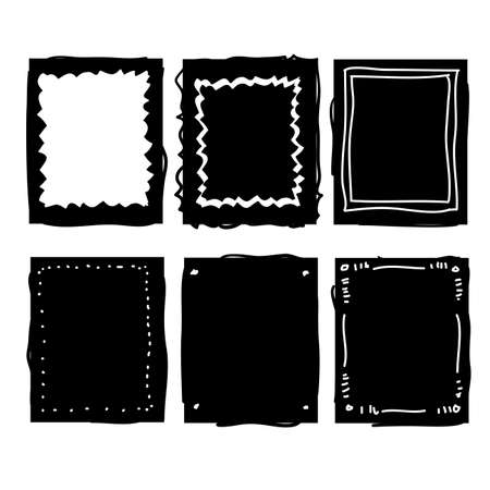 handdrawn doodle frame collection vectorのイラスト素材