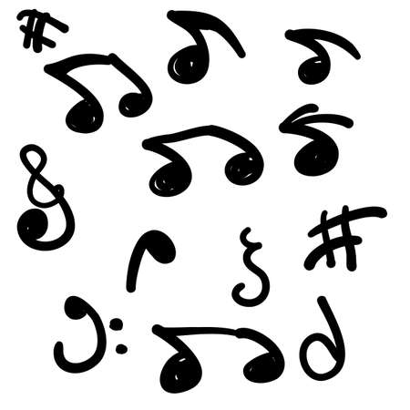 hand drawn music note element doodle vectorのイラスト素材