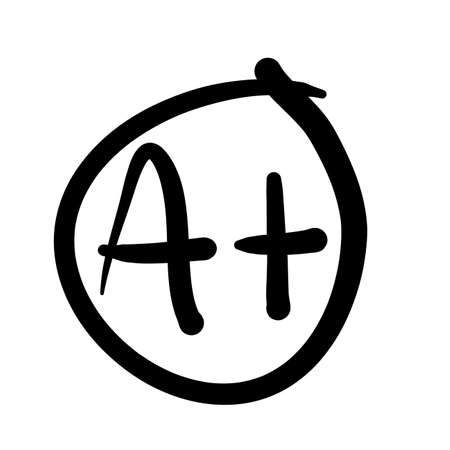 hand drawn grade a plus result vector iconのイラスト素材