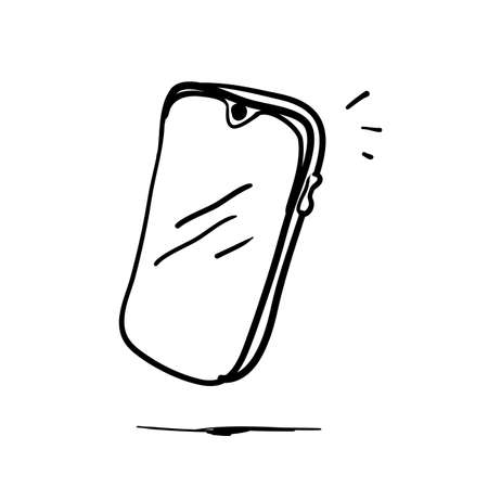 Smart Phone. Hand Drawn Doodle Icon cartoon styleのイラスト素材