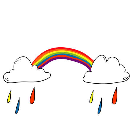 colorful doodle rainbow illustration handdrawn cartoon kawaii styleのイラスト素材