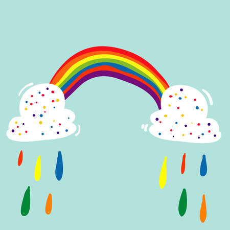 colorful doodle rainbow illustration handdrawn cartoon kawaii styleのイラスト素材