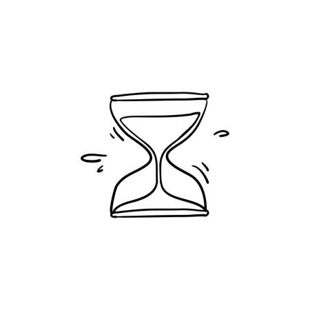 doodle hourglass illustration with handdrawn style vector