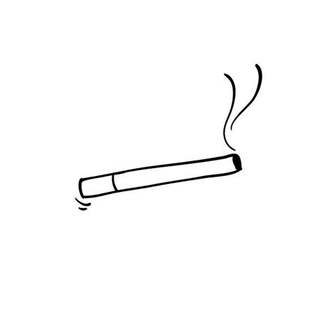 cigarette icon,smoke illustration handdrawn doodle styleのイラスト素材